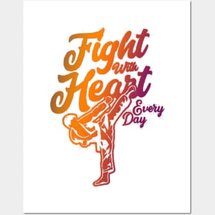 Taekwondo Highkick | Fight with heart everyday with gradient color Posters and Art